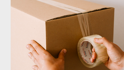 using tape to close a box